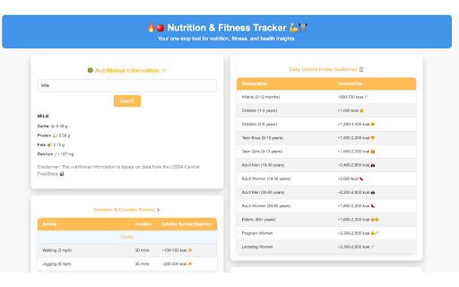 Nutrition Info Finder  from Chrome web store to be run with OffiDocs Chromium online