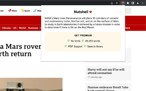 Nutshell: Summarise Webpages  from Chrome web store to be run with OffiDocs Chromium online