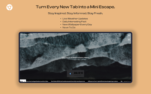 Nuve New Tab  from Chrome web store to be run with OffiDocs Chromium online