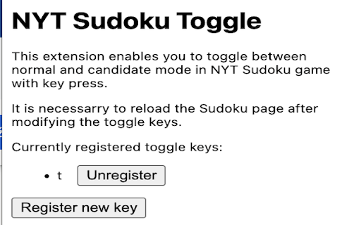 NYT Sudoku Toggle  from Chrome web store to be run with OffiDocs Chromium online