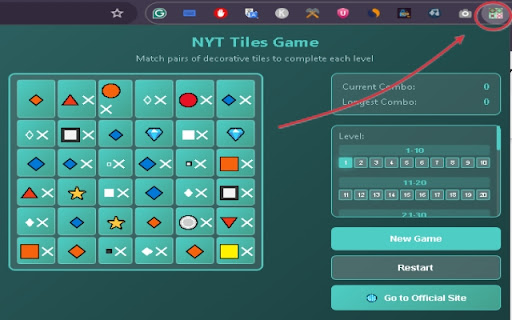 NYT Tiles Game  from Chrome web store to be run with OffiDocs Chromium online