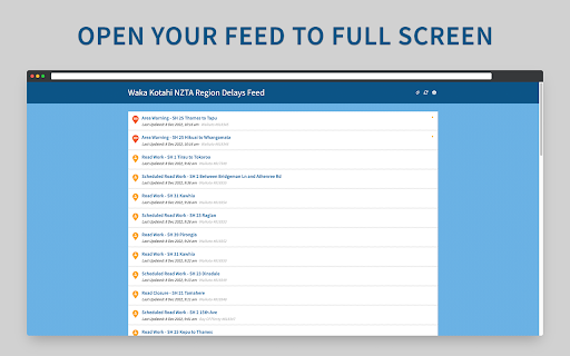 NZ Transport Agency Waka Kotahi Region Delays  from Chrome web store to be run with OffiDocs Chromium online
