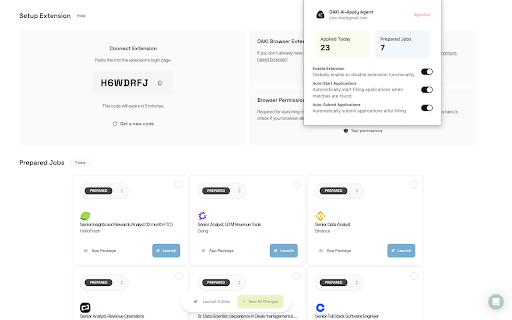 OAKI AI Apply Agent  from Chrome web store to be run with OffiDocs Chromium online