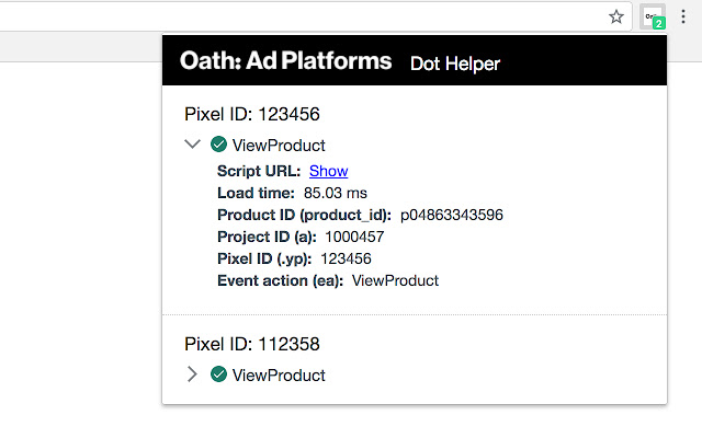 Oath: Ad Platforms Dot Helper  from Chrome web store to be run with OffiDocs Chromium online