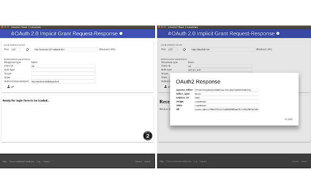 پاسخ درخواست اعطای ضمنی OAuth 2.0 از فروشگاه وب Chrome برای اجرای آنلاین با OffiDocs Chromium