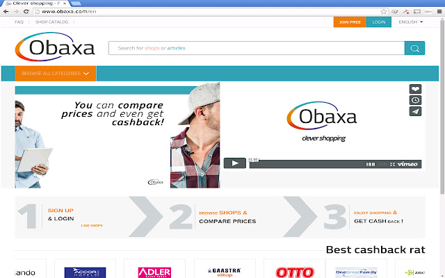 Obaxa Cashback  from Chrome web store to be run with OffiDocs Chromium online