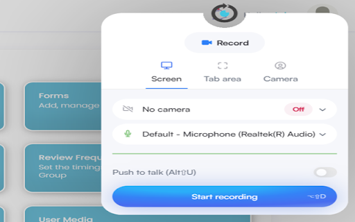 Observic Click here to start recording  from Chrome web store to be run with OffiDocs Chromium online