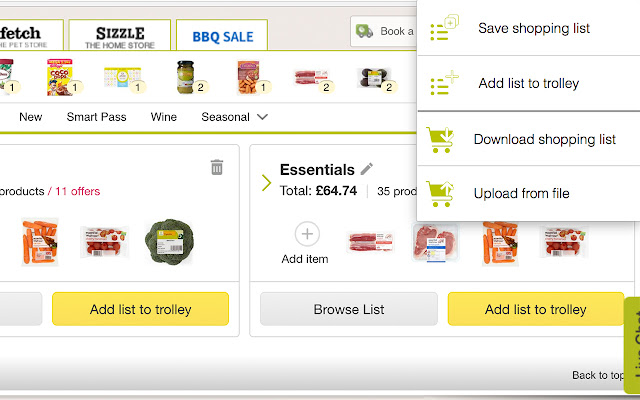 Ocado Shopping Lists  from Chrome web store to be run with OffiDocs Chromium online