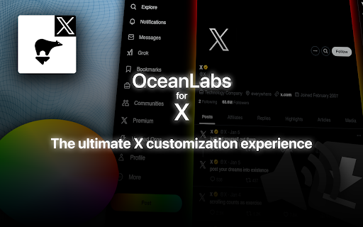 OceanLabs for X (Twitter)  from Chrome web store to be run with OffiDocs Chromium online