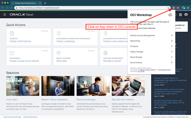 OCI Workshop Extension  from Chrome web store to be run with OffiDocs Chromium online