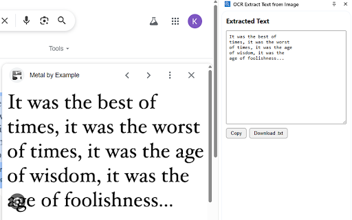 OCR Extract Text from Image  from Chrome web store to be run with OffiDocs Chromium online