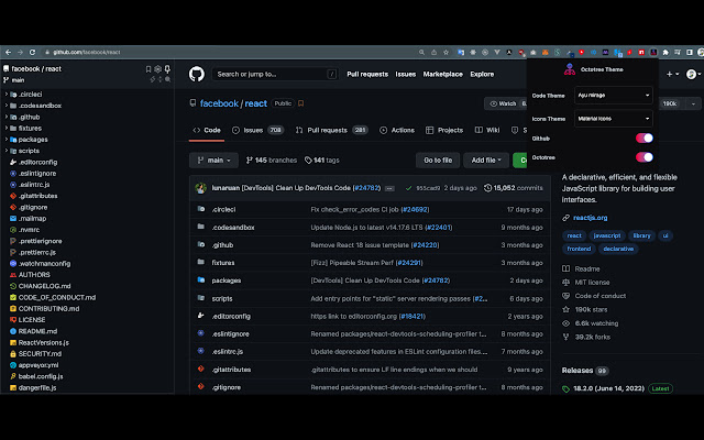 Octotree Theme  from Chrome web store to be run with OffiDocs Chromium online