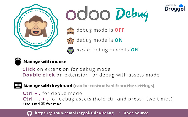 Odoo Debug  from Chrome web store to be run with OffiDocs Chromium online