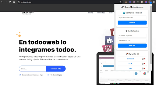 Odoo Quick Access  from Chrome web store to be run with OffiDocs Chromium online