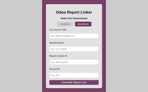 Odoo Report Linker  from Chrome web store to be run with OffiDocs Chromium online