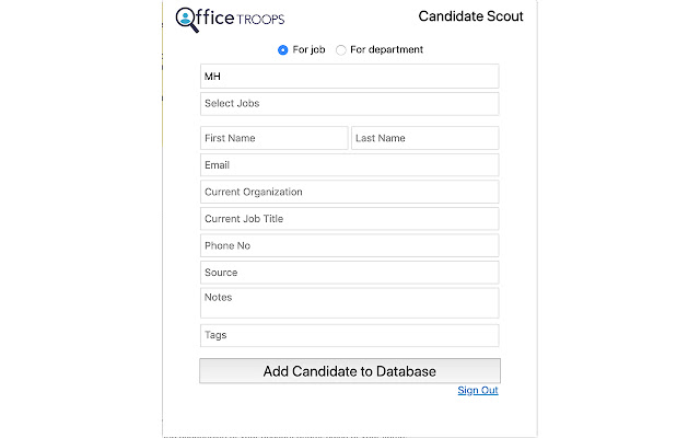 OfficeTroops Candidate Scout  from Chrome web store to be run with OffiDocs Chromium online