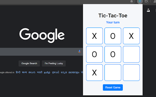Offline Tic Tac Toe  from Chrome web store to be run with OffiDocs Chromium online