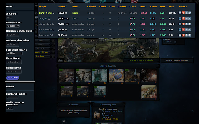Ogame Spy++  from Chrome web store to be run with OffiDocs Chromium online