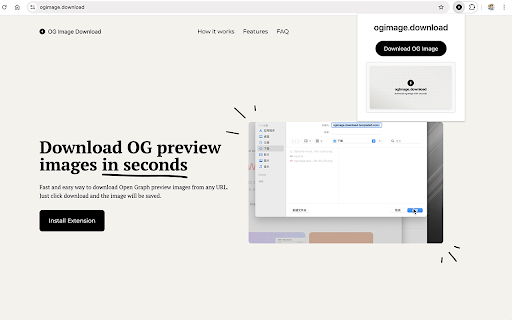 OG Image Download  from Chrome web store to be run with OffiDocs Chromium online
