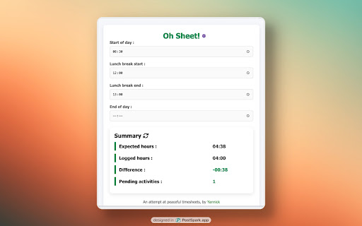 Oh Sheet!  from Chrome web store to be run with OffiDocs Chromium online