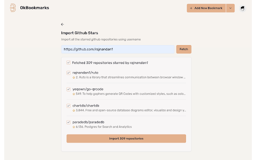 OkBookmarks  from Chrome web store to be run with OffiDocs Chromium online