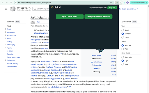 Olakai  from Chrome web store to be run with OffiDocs Chromium online