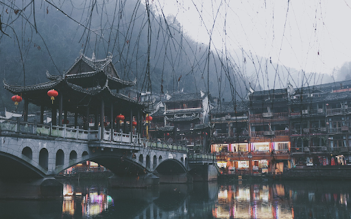 Old town along the river  from Chrome web store to be run with OffiDocs Chromium online