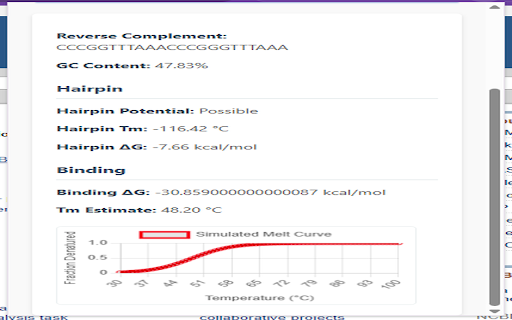 Oligo Analyzer  from Chrome web store to be run with OffiDocs Chromium online