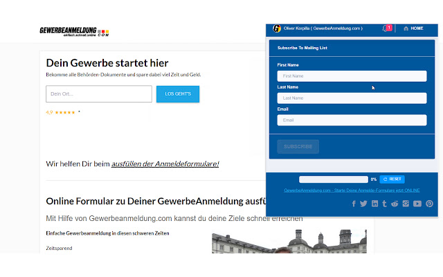 Oliver Korpilla ( GewerbeAnmeldung.com ) from Chrome web store to be run with OffiDocs Chromium online Oliver Korpilla ( GewerbeAnmeldung.com ) from Chrome web store to be run with OffiDocs Chromium online