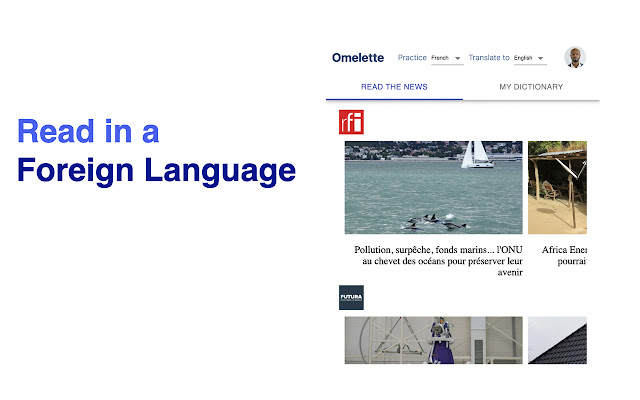Omelette News  Language Learning  from Chrome web store to be run with OffiDocs Chromium online