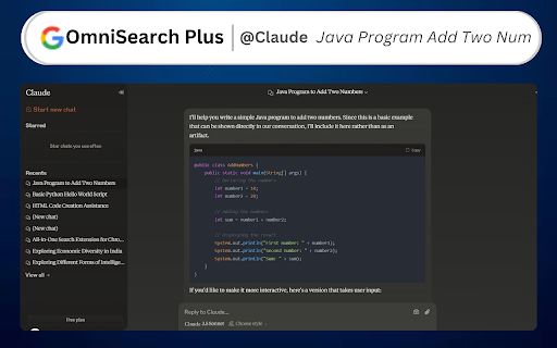 OmniSearch Plus ChatGPT, Claude, YouTube, Bing Search Bar  from Chrome web store to be run with OffiDocs Chromium online