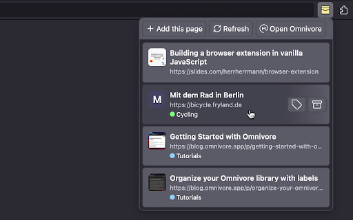 Omnivore List Popup from Chrome web store to be run with OffiDocs Chromium online Omnivore List Popup from Chrome web store to be run with OffiDocs Chromium online
