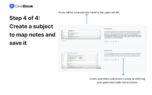 OneBook : Take notes and transform your rate of learning of coding courses.  from Chrome web store to be run with OffiDocs Chromium online