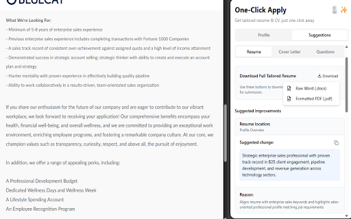 One Click Apply  from Chrome web store to be run with OffiDocs Chromium online