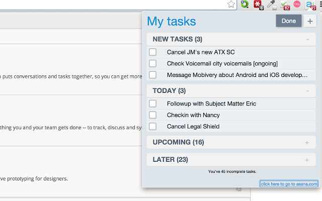 One Click Asana List  from Chrome web store to be run with OffiDocs Chromium online