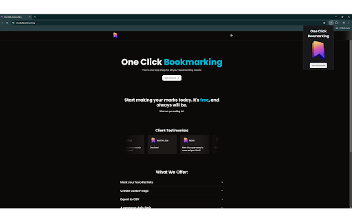 One Click Bookmarking Extension  from Chrome web store to be run with OffiDocs Chromium online