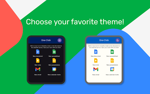 One Click create Google Docs, Sheets, Slides  More  from Chrome web store to be run with OffiDocs Chromium online