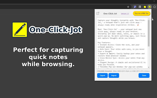 One Click Jot  from Chrome web store to be run with OffiDocs Chromium online