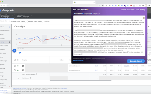 One Click Reports ✍️  from Chrome web store to be run with OffiDocs Chromium online