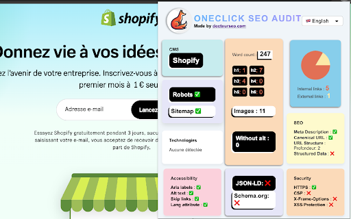 OneClick SEO Audit  from Chrome web store to be run with OffiDocs Chromium online