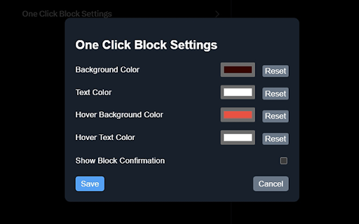 One Click X (Twitter) Block  from Chrome web store to be run with OffiDocs Chromium online