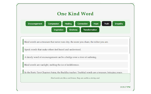 One Kind Word  from Chrome web store to be run with OffiDocs Chromium online
