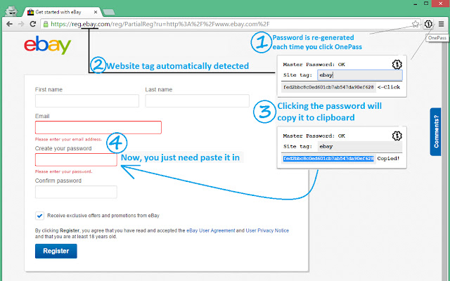 OnePass Password Manager  Generator  from Chrome web store to be run with OffiDocs Chromium online