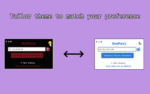 OnePass Password  Pin Generator  from Chrome web store to be run with OffiDocs Chromium online