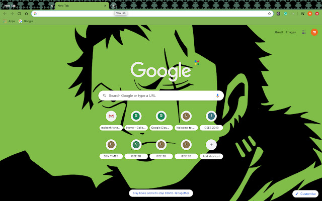 Tema OnePiece Roronoa Zoro dari toko web Chrome untuk dijalankan dengan Chromium OffiDocs online