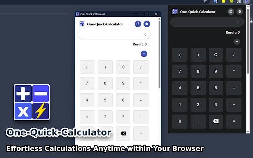 One Quick Calculator  from Chrome web store to be run with OffiDocs Chromium online