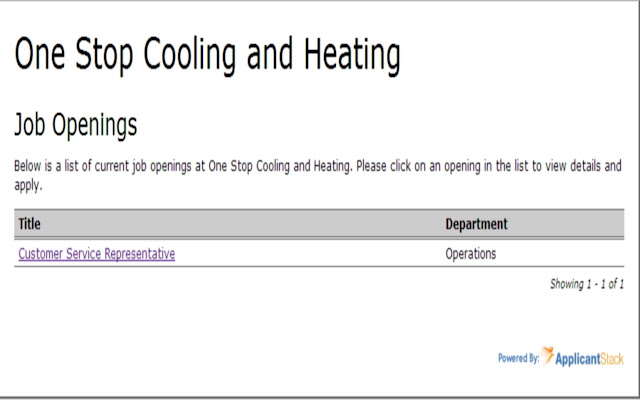 One Stop Cooling and Heating Job A  from Chrome web store to be run with OffiDocs Chromium online