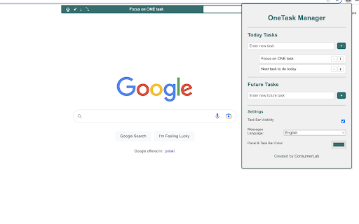OneTask stay focused  from Chrome web store to be run with OffiDocs Chromium online