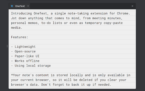 OneText  from Chrome web store to be run with OffiDocs Chromium online