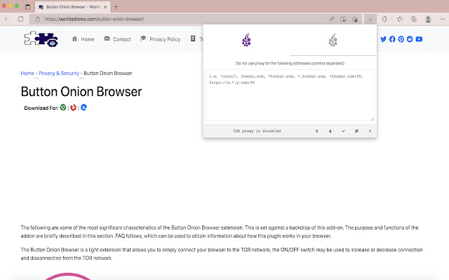Onion Browser Button  from Chrome web store to be run with OffiDocs Chromium online